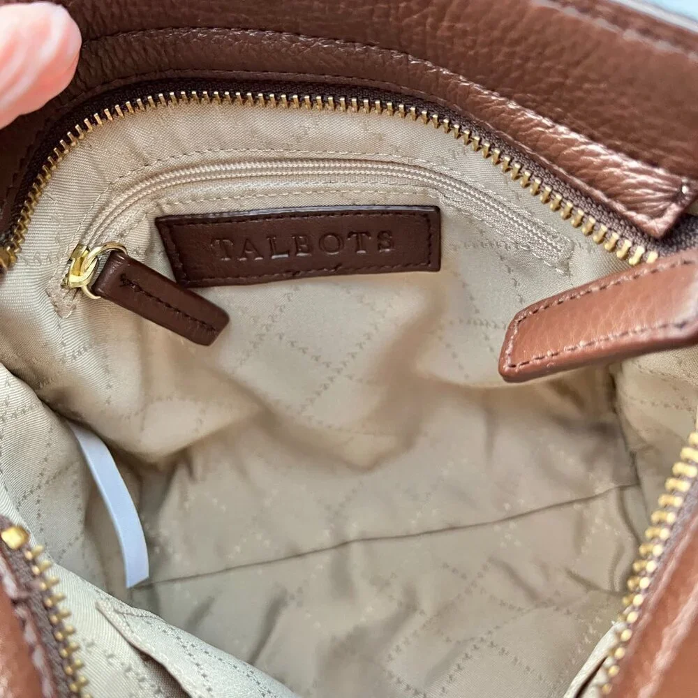 Talbots Denim Leather Crossbody Bag Tassel preppy coastal boho